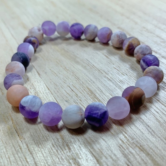 8mm Matte Amethyst Chakra Stretch Bracelet - Picture 3 of 4
